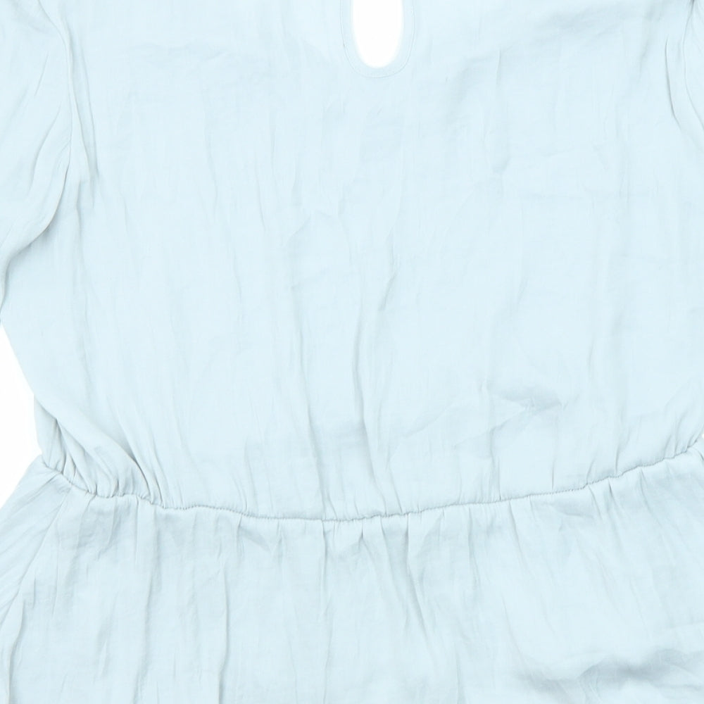 Marks & Spencer Womens Grey Polyester Basic Blouse Size 10 V-Neck - Peplum
