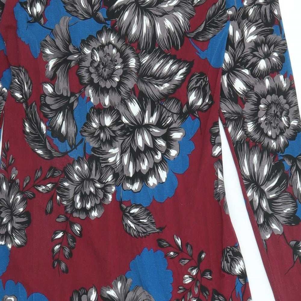 Thought Womens Purple Floral Viscose Shift Size 8 Round Neck Pullover