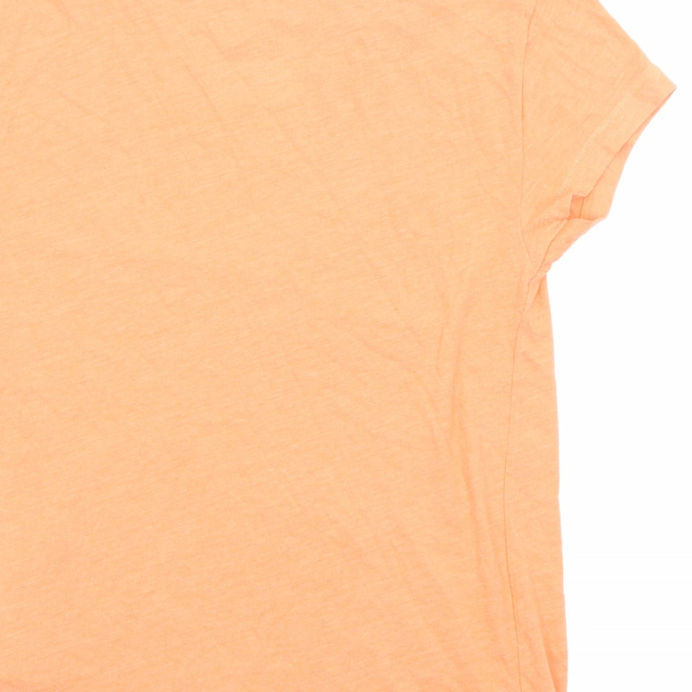 GOODMOVE Womens Orange Polyester Basic T-Shirt Size 6 Round Neck