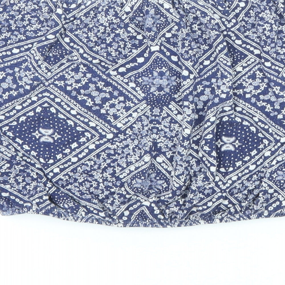 Divided by H&M Womens Blue Geometric Viscose Basic Blouse Size XS Off the Shoulder
