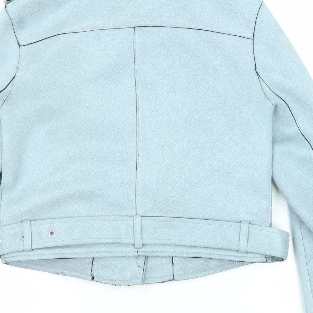 Zara Womens Blue Biker Jacket Size XS Zip