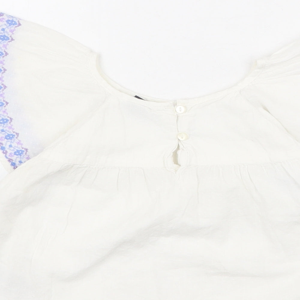 Gap Girls White 100% Cotton Basic Blouse Size 3 Years Round Neck Button