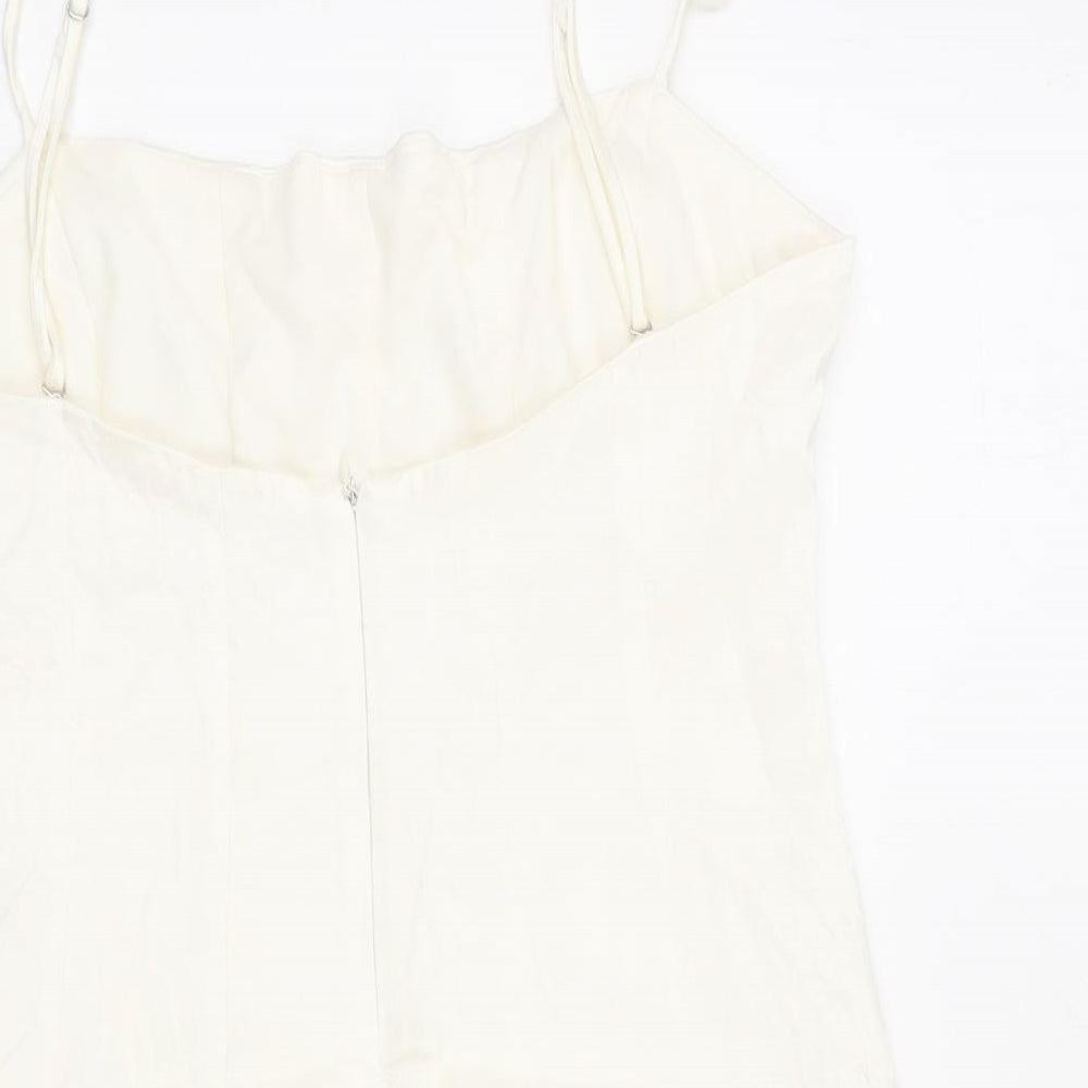 Zara Womens Ivory Polyester Mini Size M Round Neck Zip