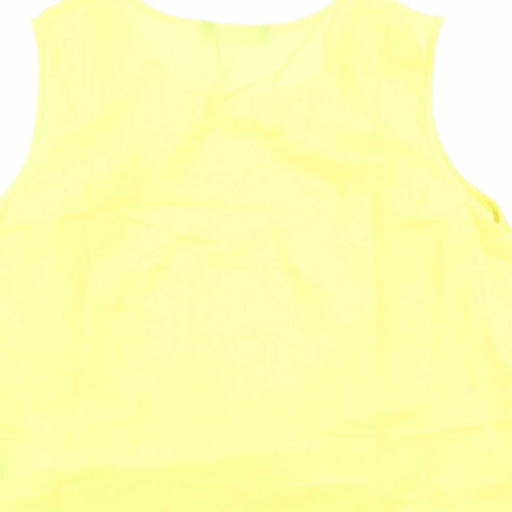 Very Womens Yellow 100% Cotton Basic Tank Size 18 Boat Neck
