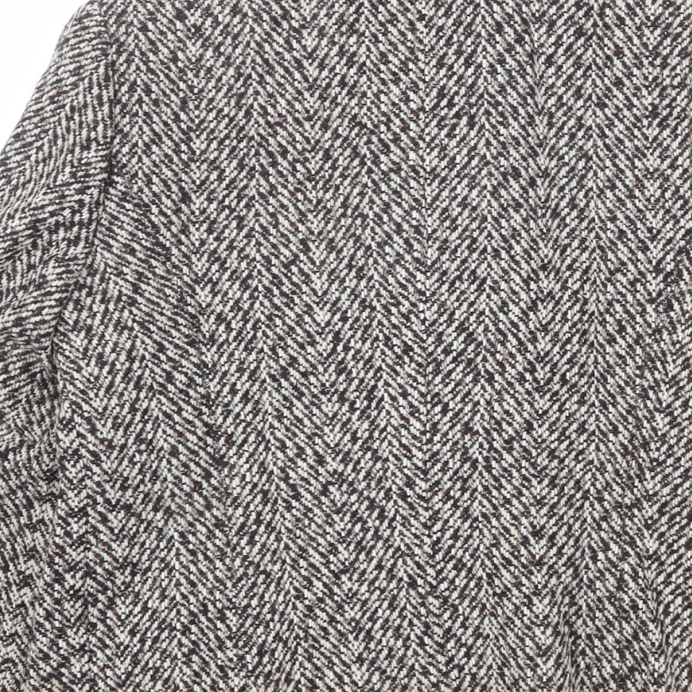 Brand and care label for Oscar B women’s brown geometric wool jacket blazer, size UK 14