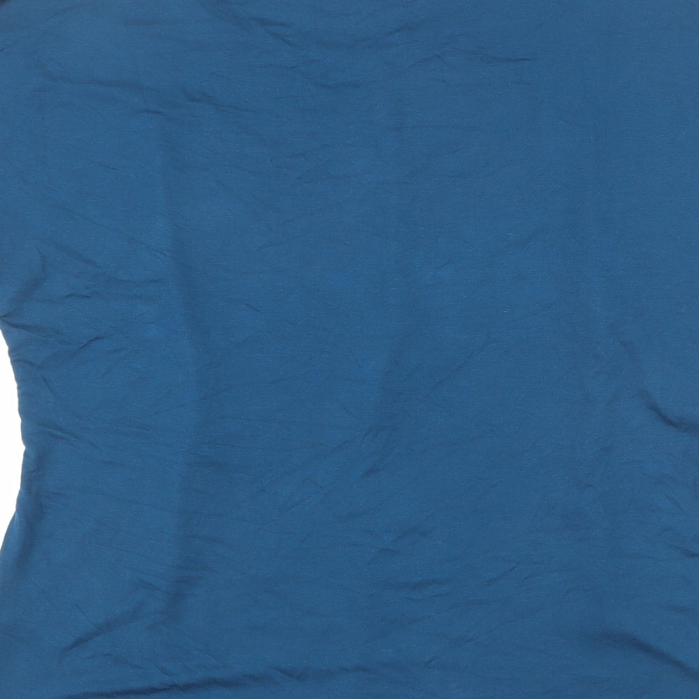 Marks & Spencer Womens Blue Viscose Basic Blouse Size 12 Round Neck