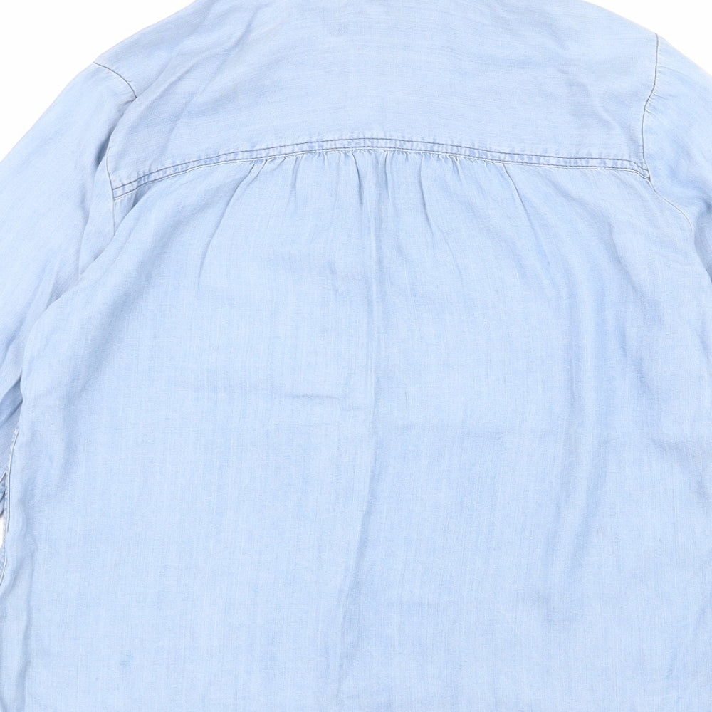 Marks & Spencer Womens Blue Lyocell Basic Button-Up Size 10 Collared