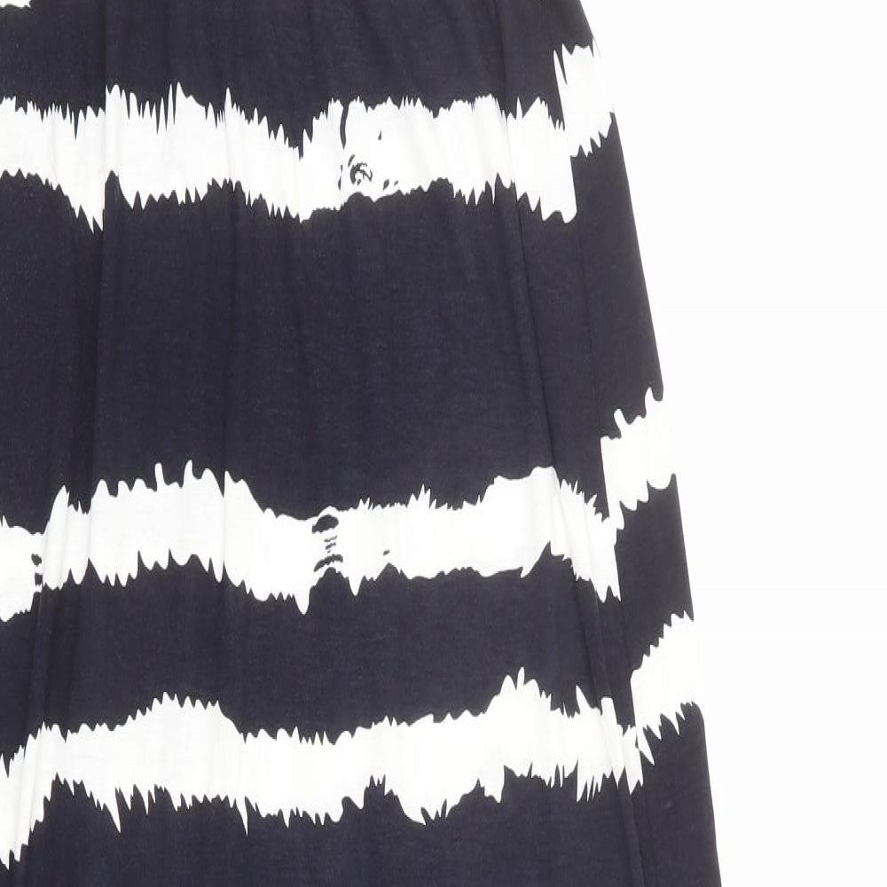 Monsoon Womens Blue Striped Viscose Maxi Size S Square Neck Pullover - Strapless
