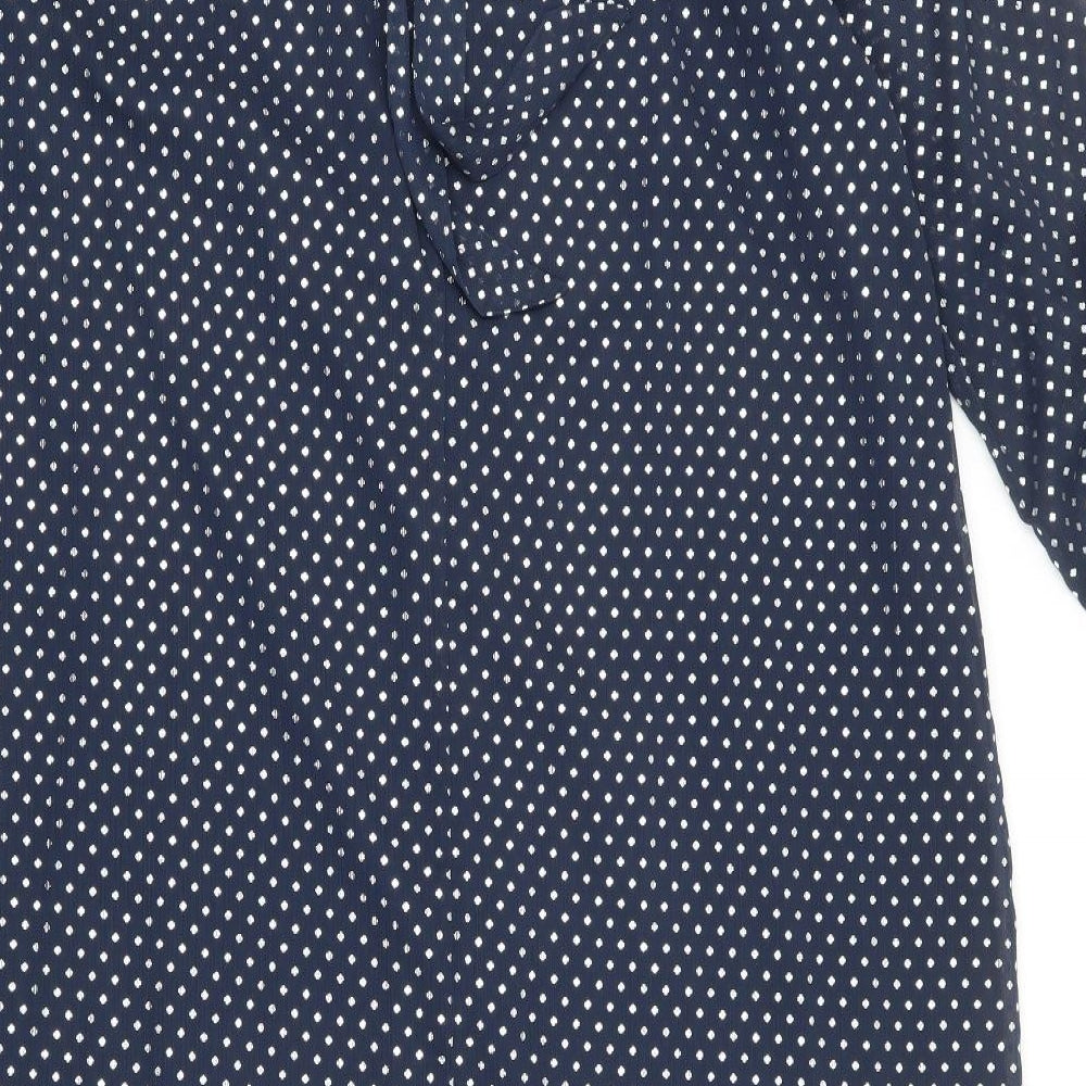 Marks & Spencer Womens Blue Polka Dot Polyester A-Line Size 8 Round Neck Tie