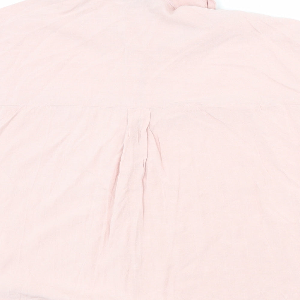 New Look Womens Pink Viscose Basic Button-Up Size 10 Collared