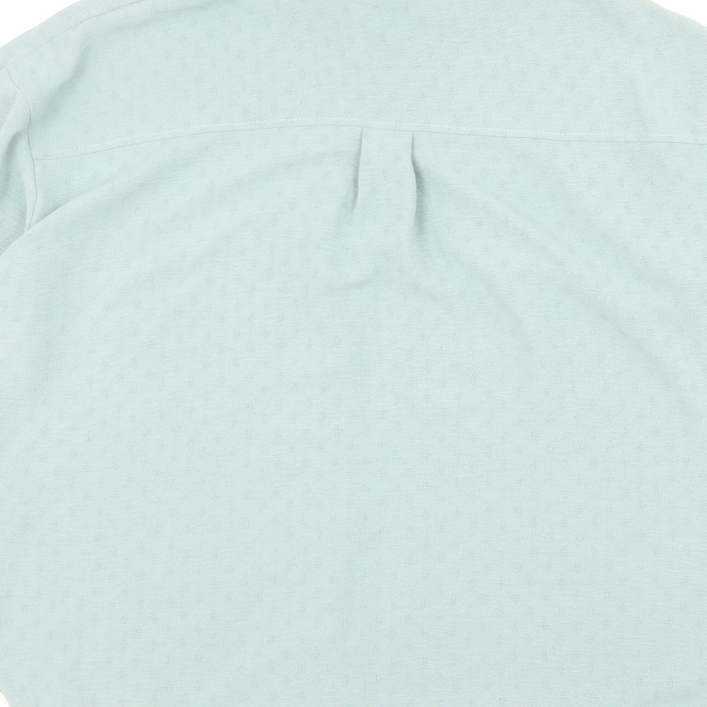 New Look Womens Blue Geometric Polyester Basic Button-Up Size 6 Collared