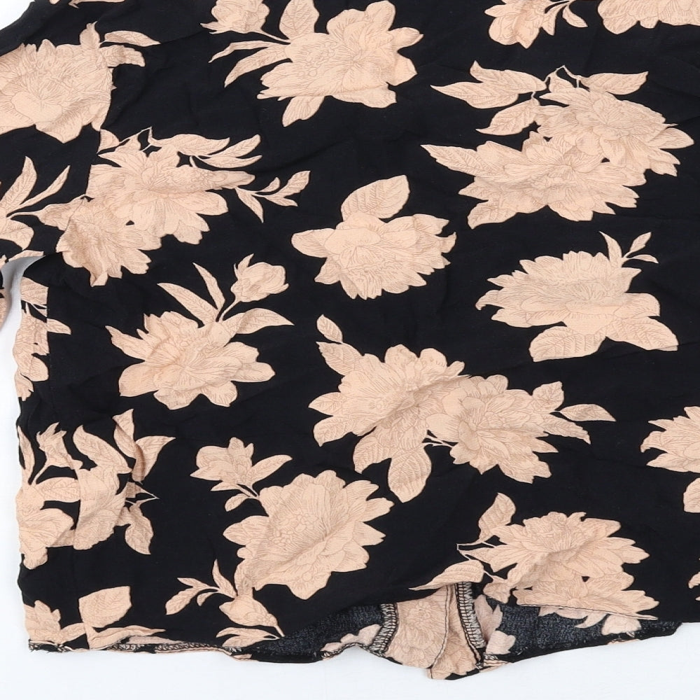 New Look Womens Multicoloured Floral Viscose Basic Button-Up Size 8 V-Neck