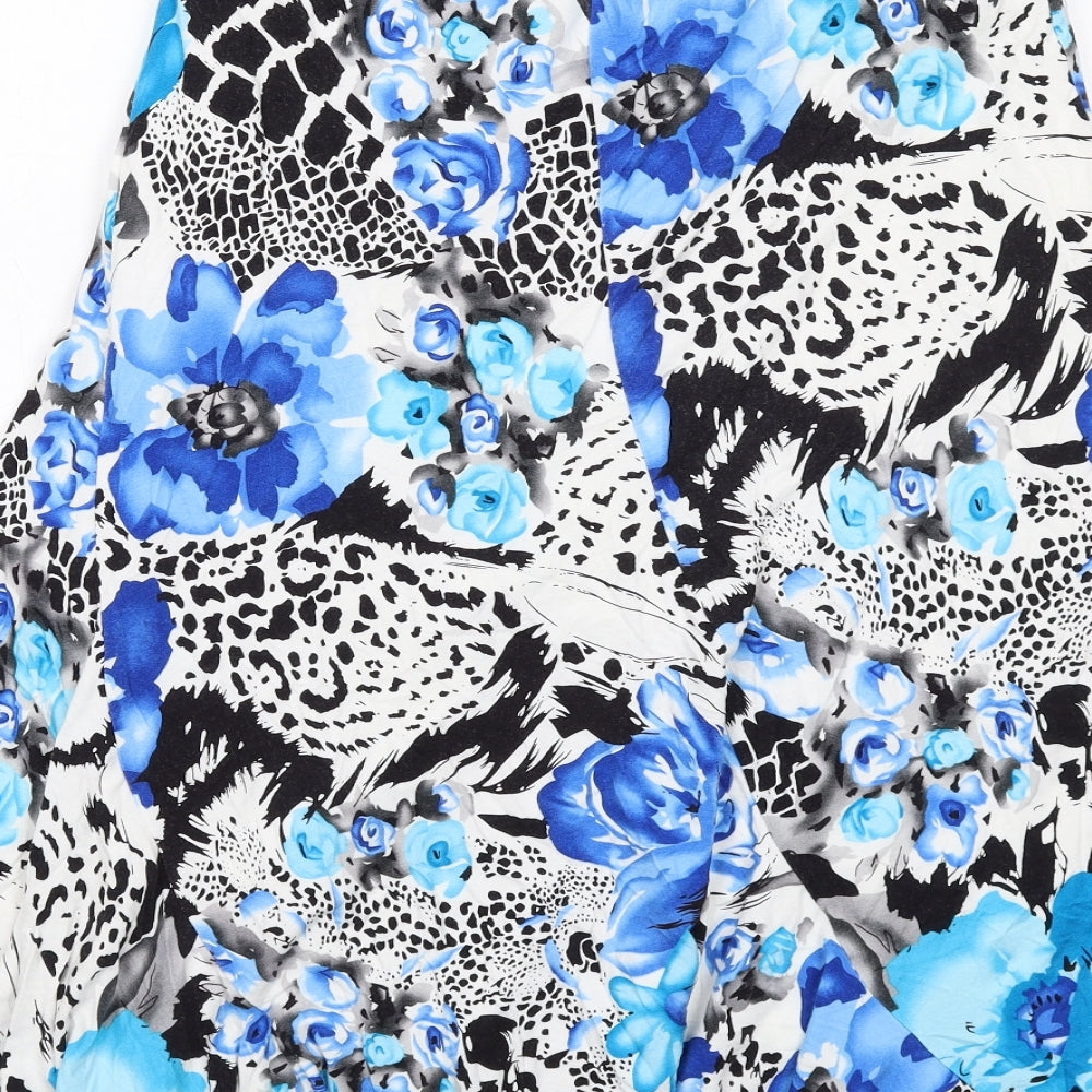 Saloos Womens Blue Floral Viscose Swing Skirt Size M - Leopard tiger pattern