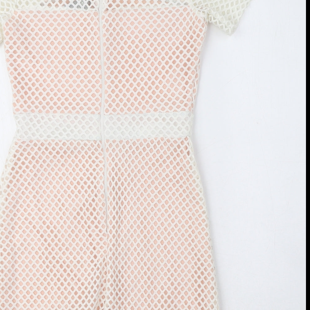 ASOS Womens Pink Polyester Shift Size 8 Crew Neck Zip