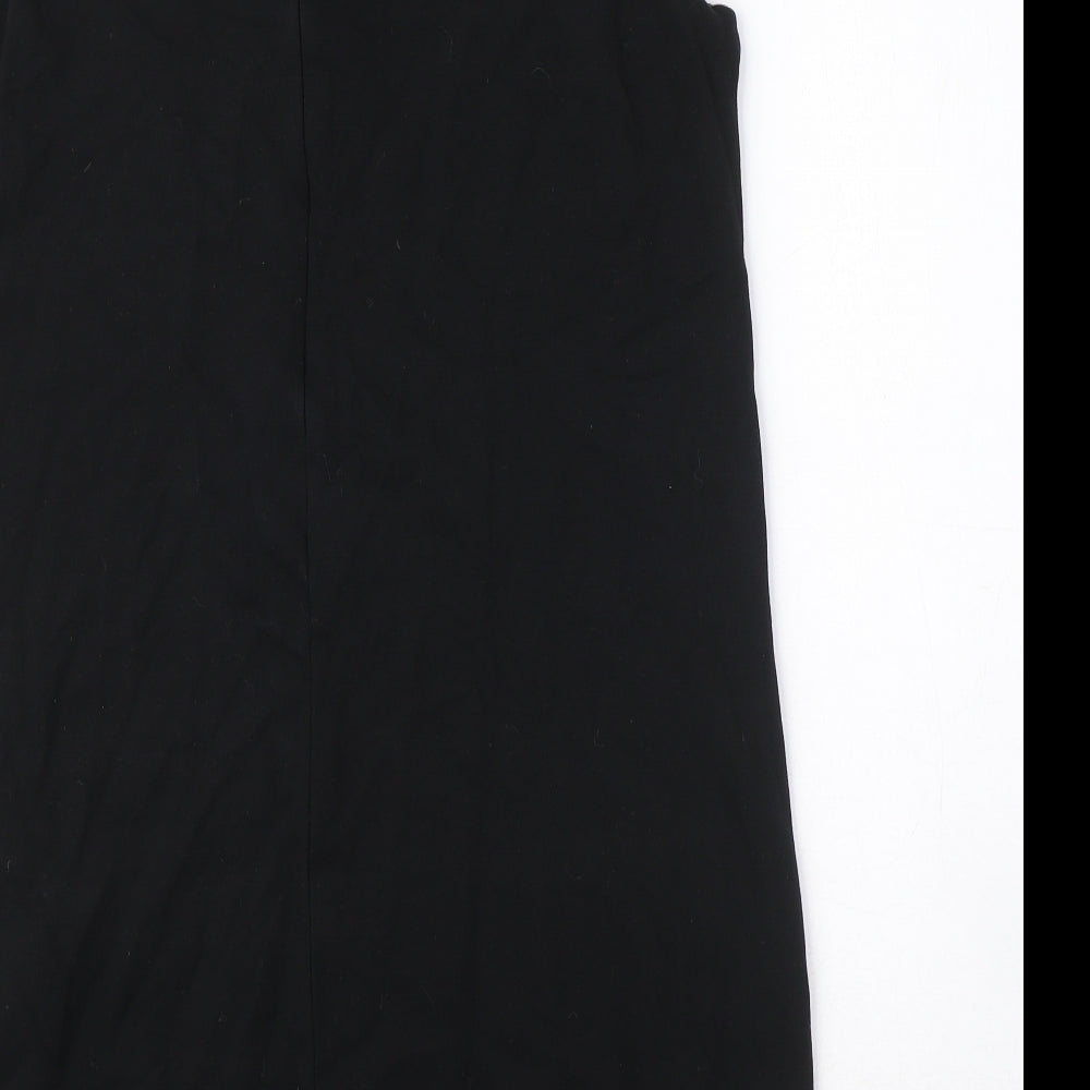 Mango Womens Black Viscose Shift Size XL Boat Neck Pullover - Crocheted Lace Detail