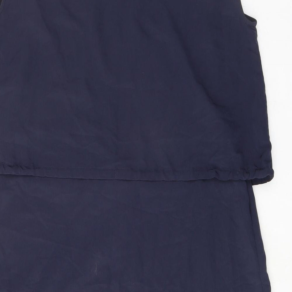 H&M Womens Blue Polyester A-Line Size M Boat Neck Pullover - Lace Detail