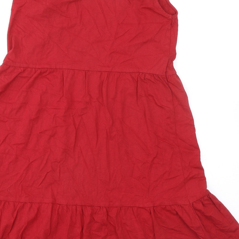 Mango Womens Red 100% Cotton Tank Dress Size M Scoop Neck Pullover