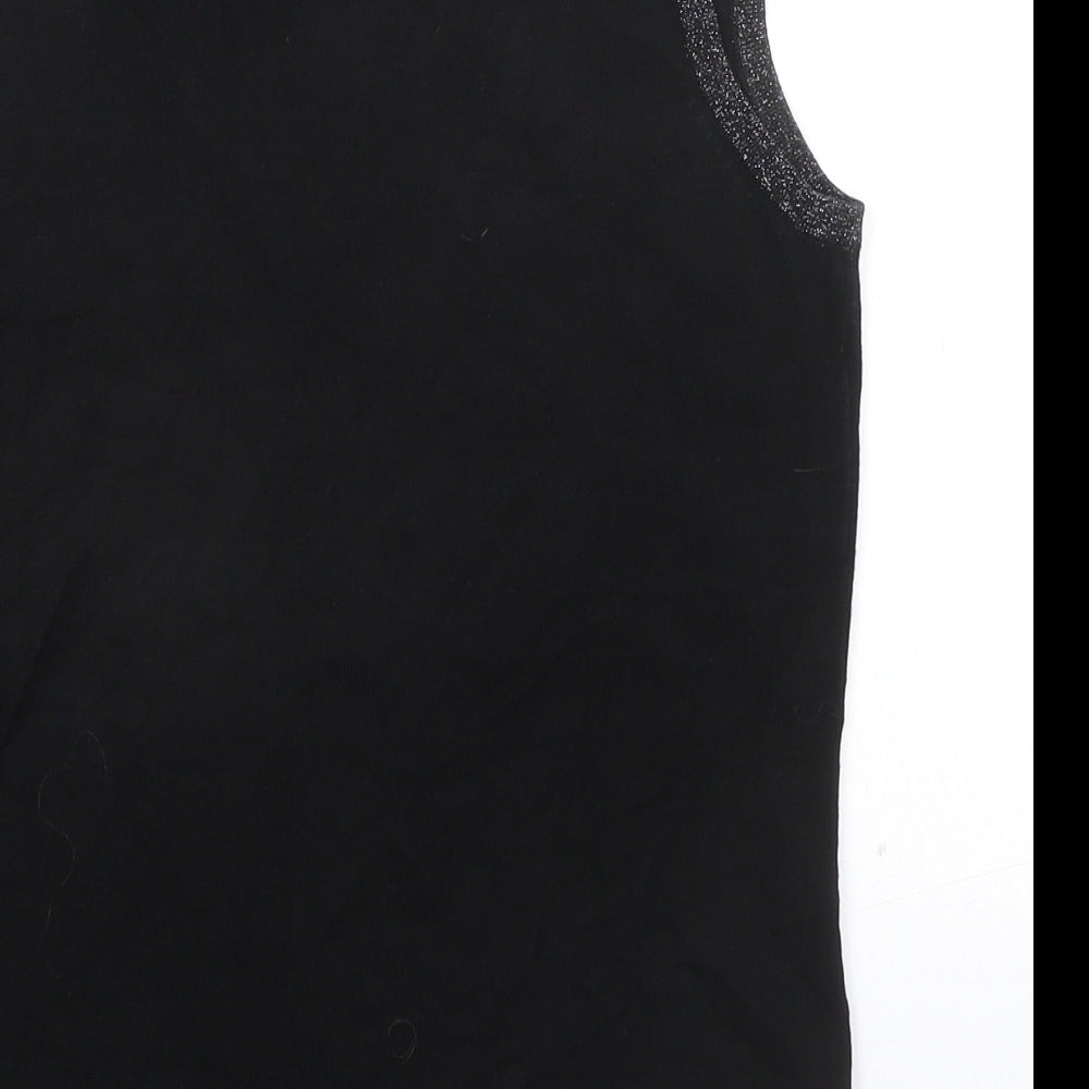 TCM Womens Black Viscose Basic Tank Size 10 Scoop Neck - Size 10-12