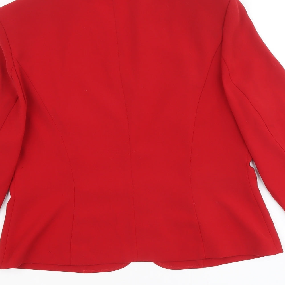 Vera Mont Womens Red Jacket Blazer Size 14 Hook & Eye