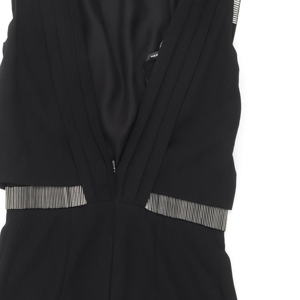 Warehouse Womens Black Polyester A-Line Size 8 Round Neck Zip