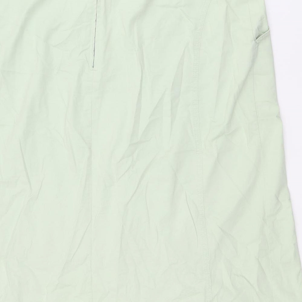 Steilmann Womens Green Cotton A-Line Skirt Size 18 Zip