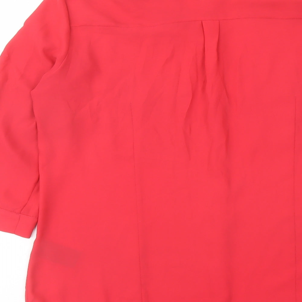 H&M Womens Pink Polyester Basic Button-Up Size 12 Collared