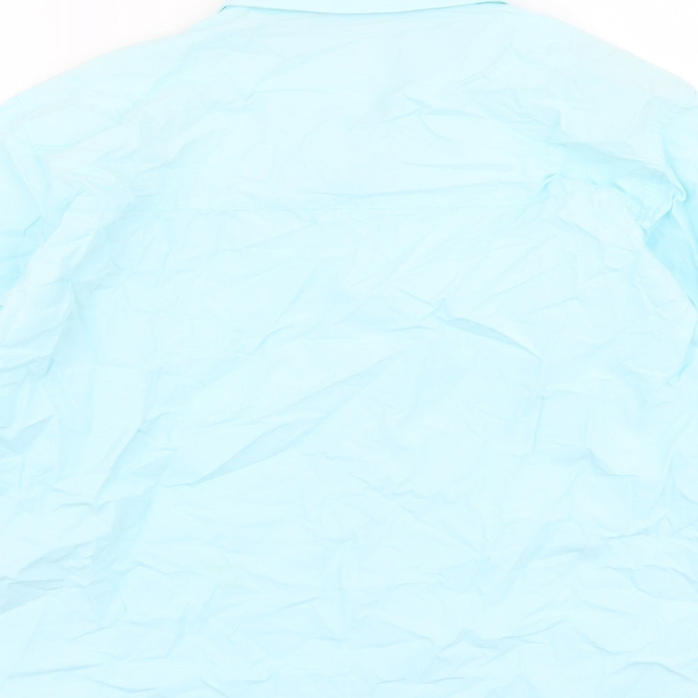 Zara Womens Blue Cotton Basic Button-Up Size S Collared
