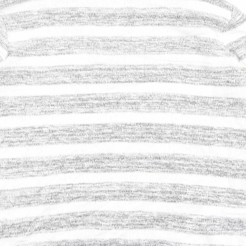 Phase Eight Womens Grey Round Neck Striped Polyester Pullover Jumper Size 10