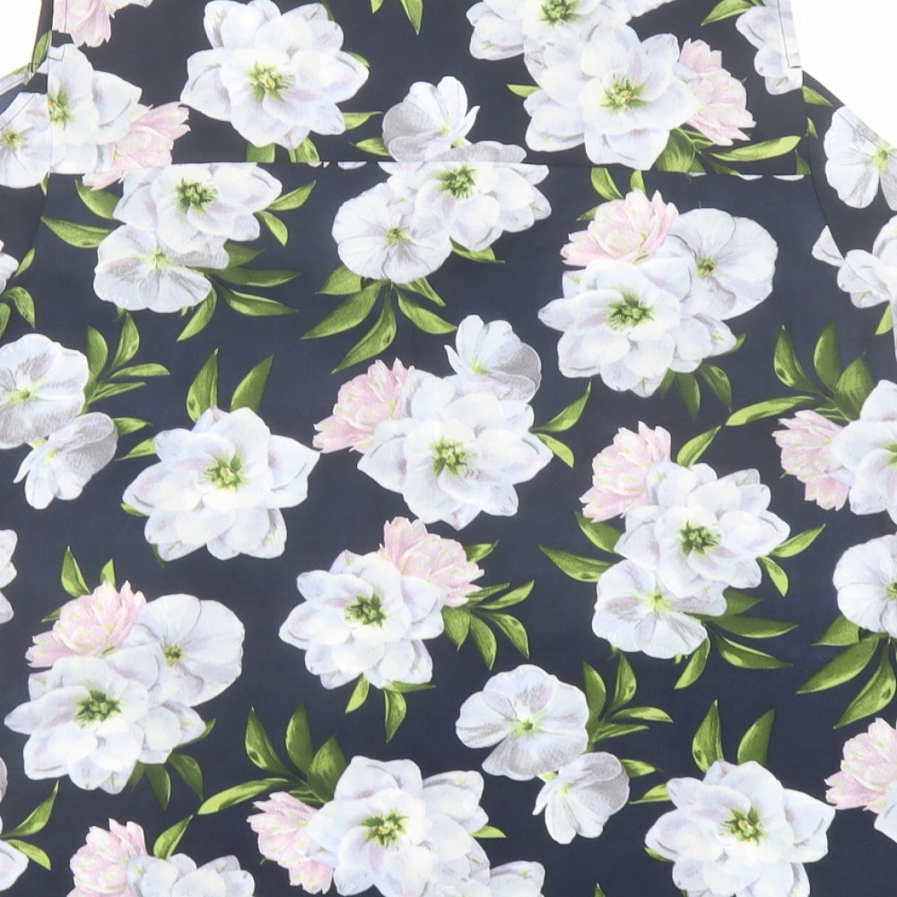 Oasis Womens Multicoloured Floral Polyester Basic Blouse Size 10 V-Neck - Cold Shoulder