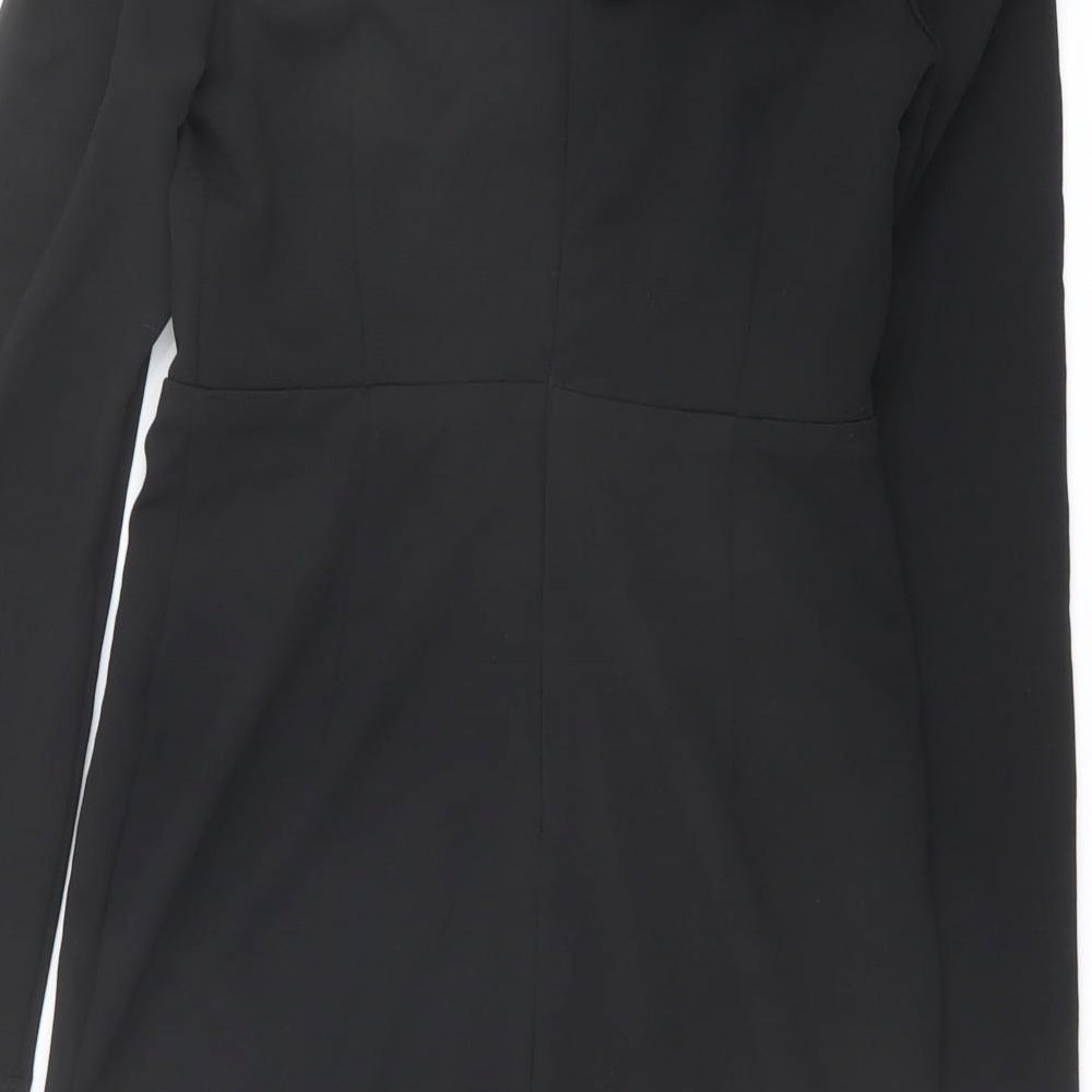 Pink Boutique Womens Black Polyester Shift Size 8 Off the Shoulder Zip