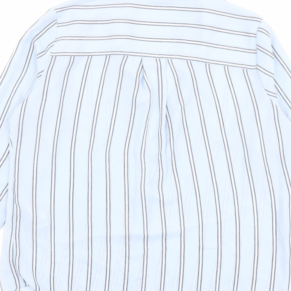 New Look Womens Blue Striped Polyester Basic Button-Up Size 10 Collared