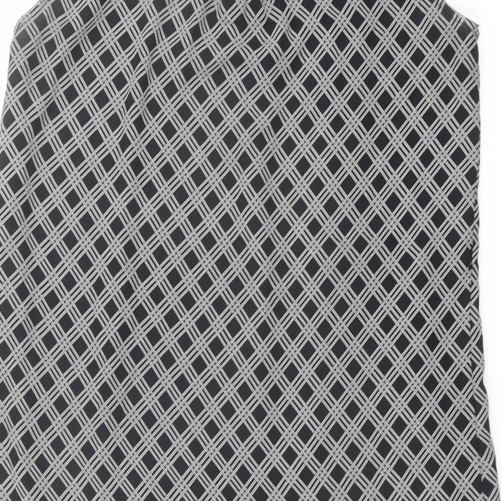 H&M Womens Black Geometric Polyester A-Line Size 12 V-Neck Pullover