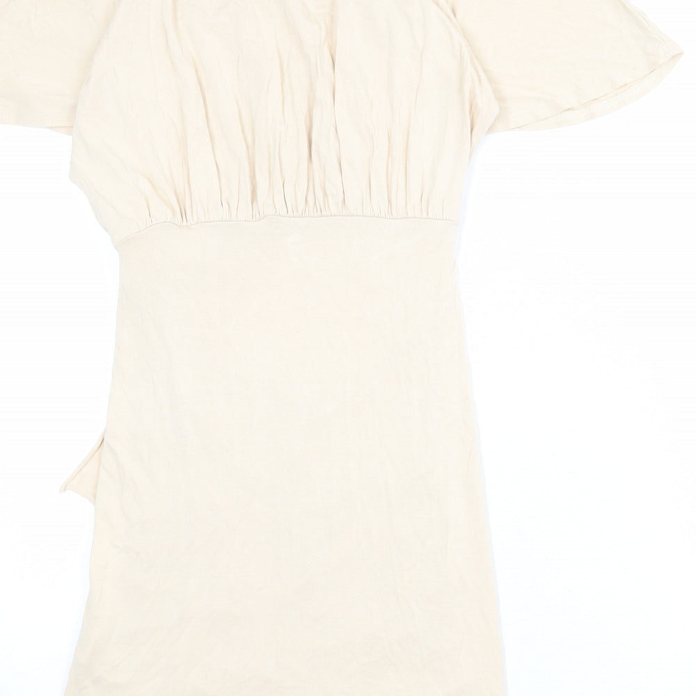 ASOS Womens Beige Viscose Mini Size 8 Cowl Neck Pullover