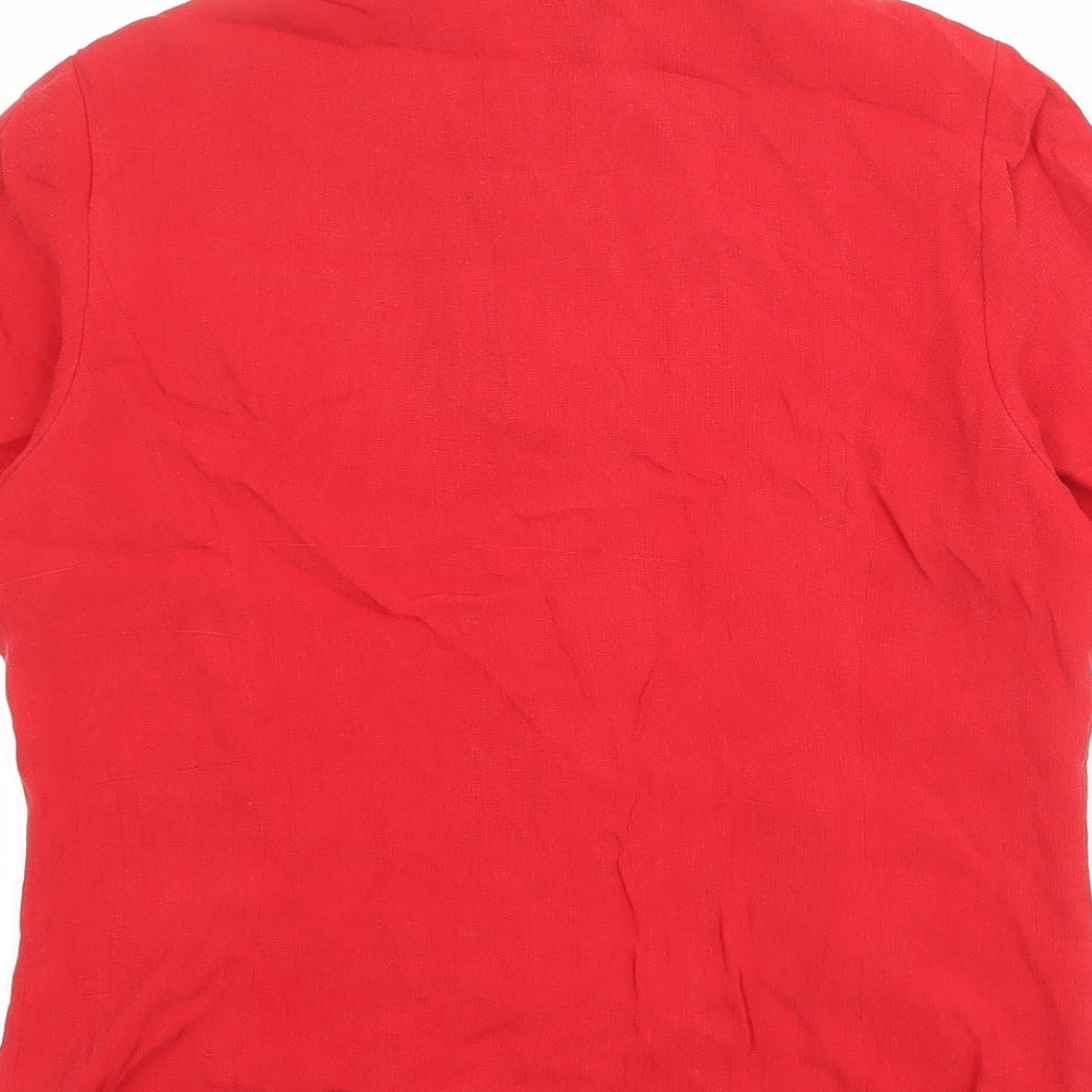 Country Casuals Womens Red Cupro Basic Button-Up Size 14 Collared