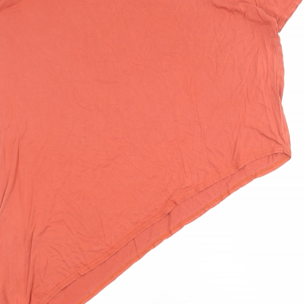 PRETTYLITTLETHING Womens Red Viscose Basic T-Shirt Size 8 Round Neck