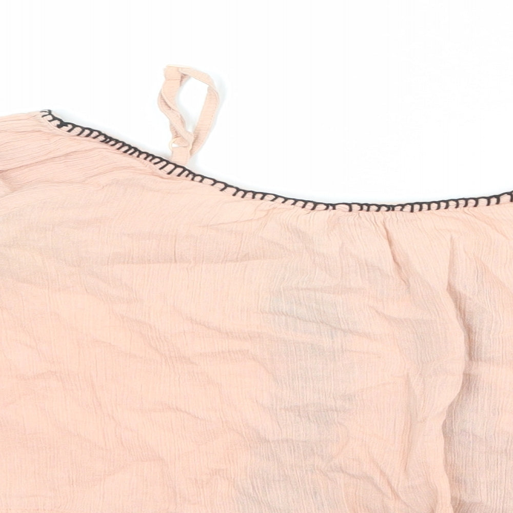 ASOS Womens Pink Cotton Basic Blouse Size 8 Off the Shoulder