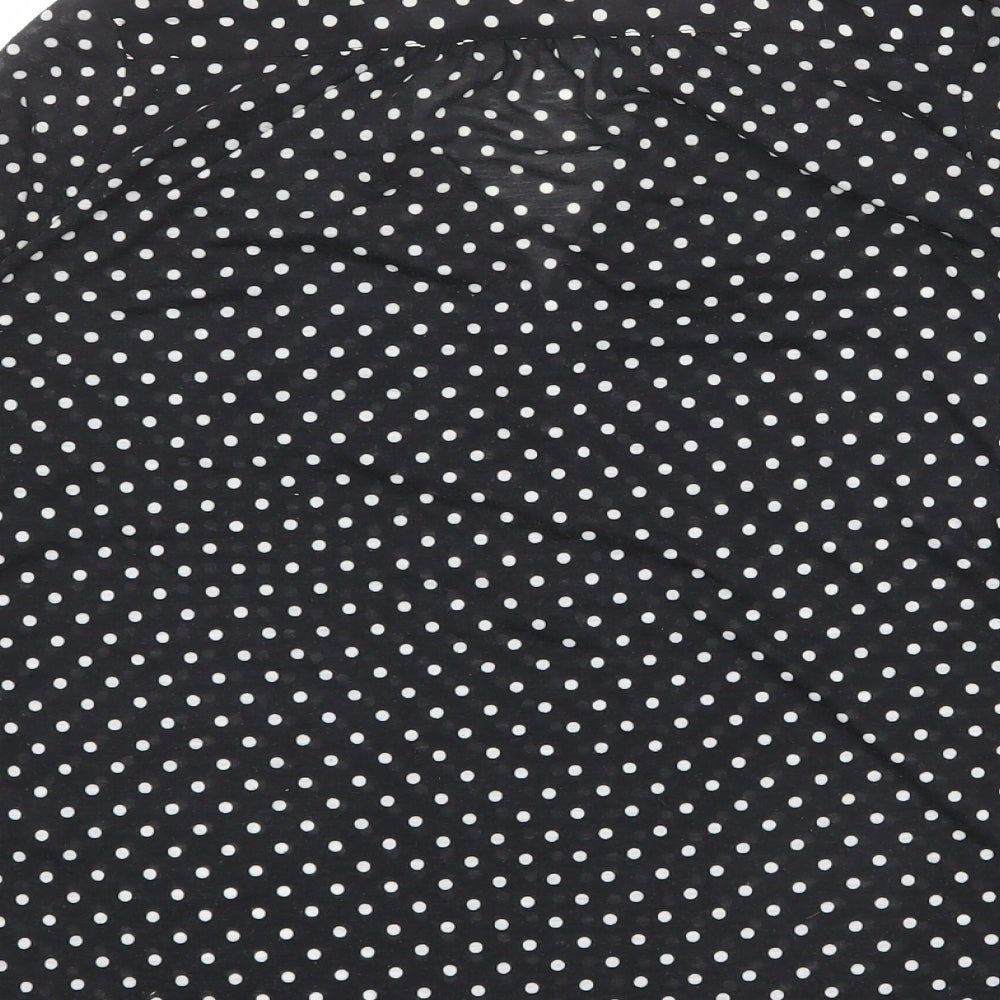 H&M Womens Black Polka Dot Polyester Basic Blouse Size S V-Neck