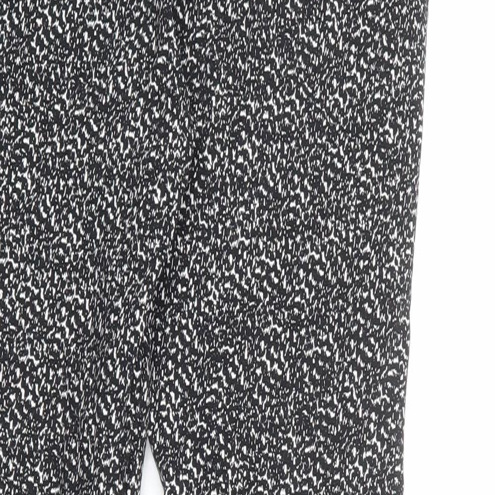 Dorothy Perkins Womens Black Geometric Viscose Trousers Size 12 L28 in Regular Zip