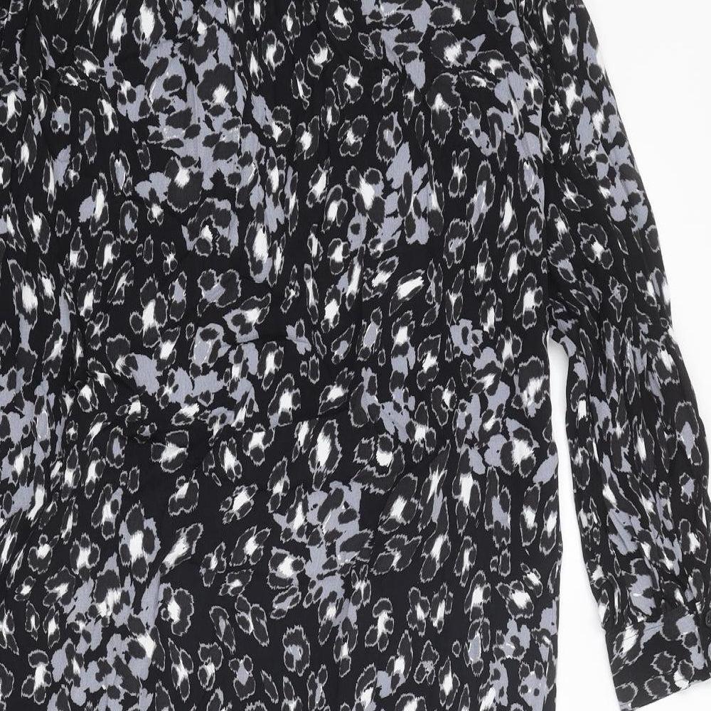 Marks & Spencer Womens Black Geometric Viscose A-Line Size 8 Sweetheart Pullover