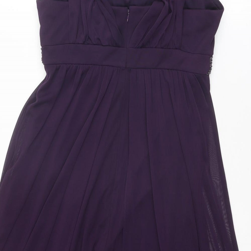 Dressbarn Womens Purple Polyester Trapeze & Swing Size 10 Square Neck Zip