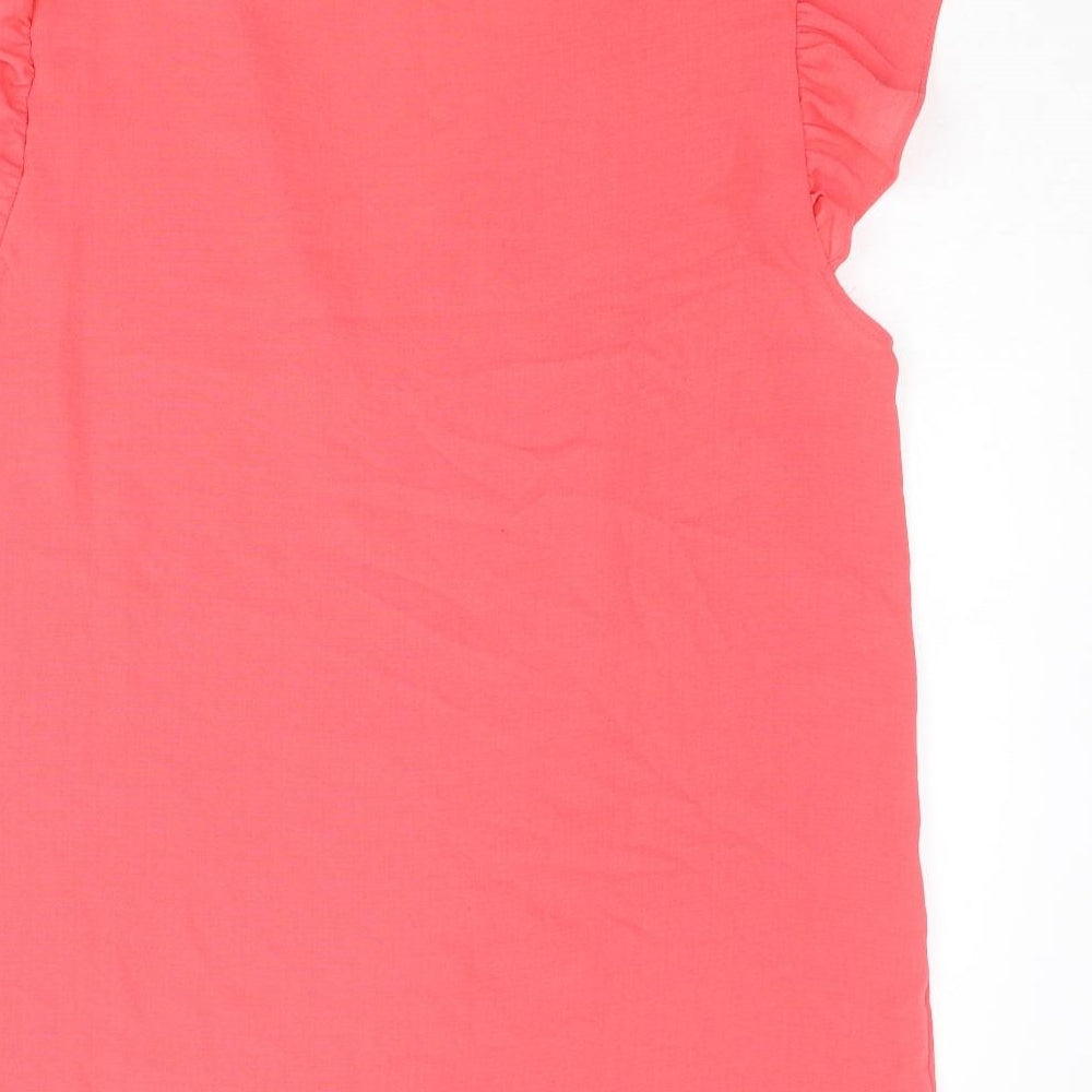 Very Womens Pink Polyester Basic Blouse Size 14 V-Neck