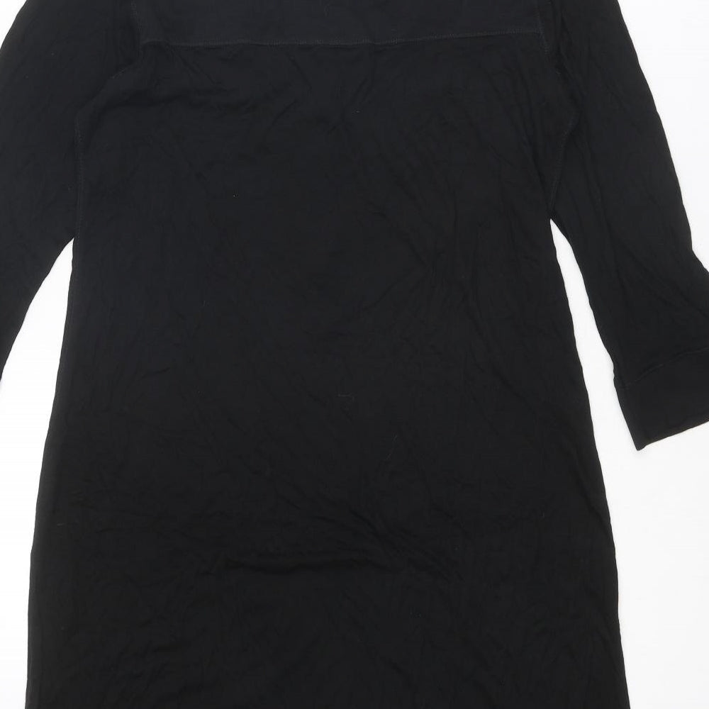 H&M Womens Black Viscose A-Line Size M Scoop Neck Button