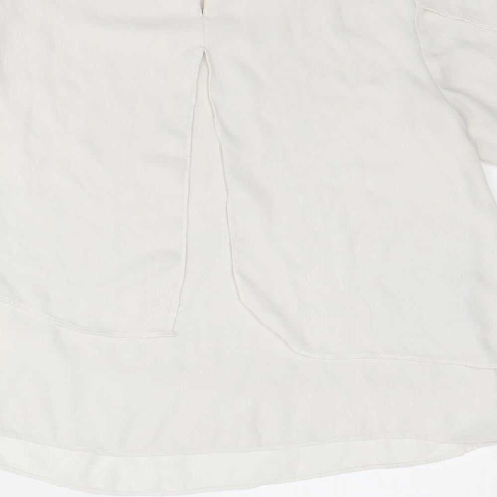 Mango Womens White Polyester Basic Blouse Size XS Round Neck
