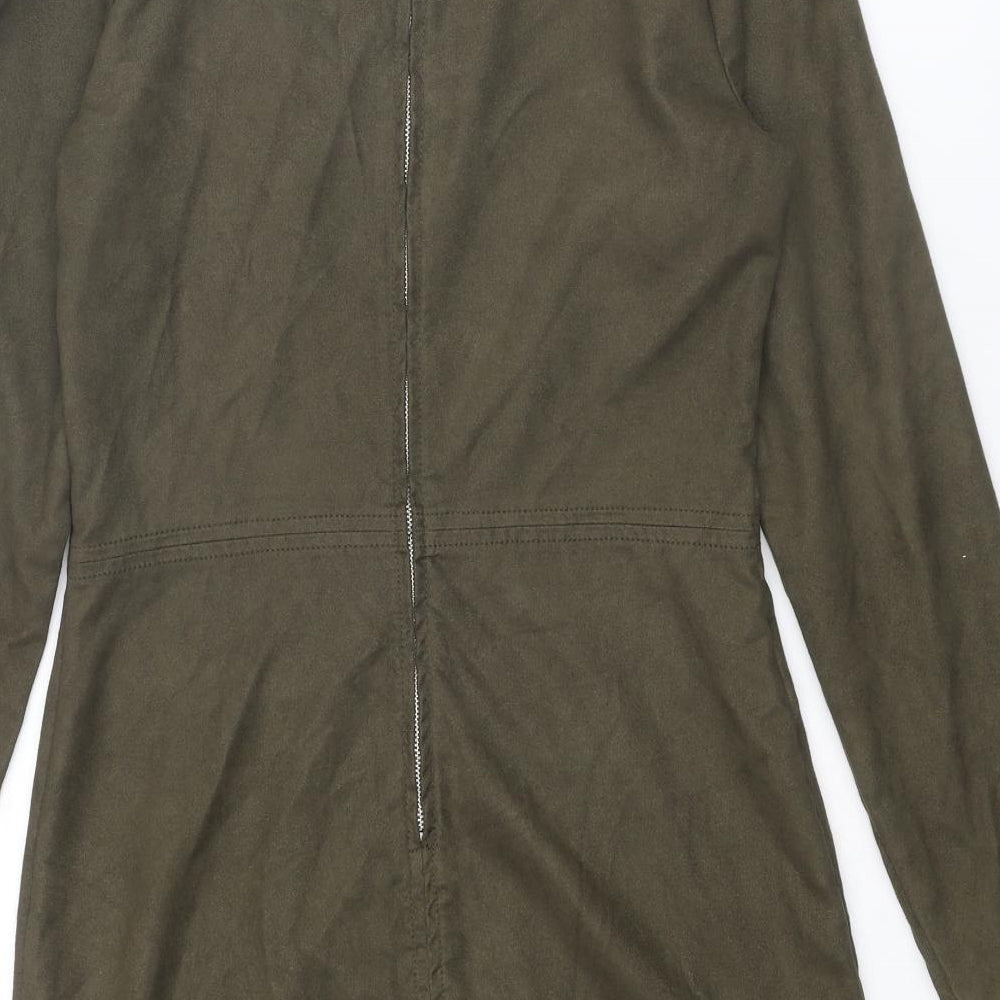 Divided by H&M Womens Brown Polyester Shift Size 12 Round Neck Zip