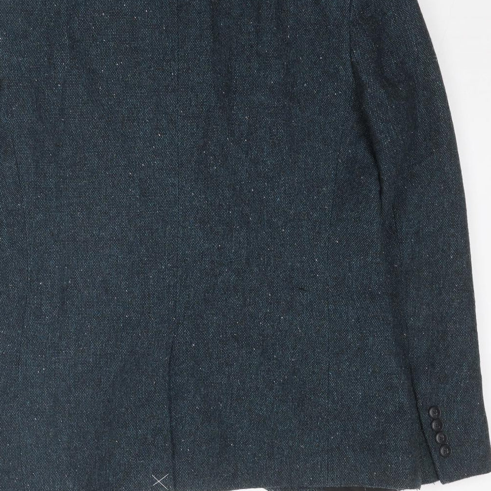 Topman Mens Blue Polyester Jacket Suit Jacket Size 38 Regular