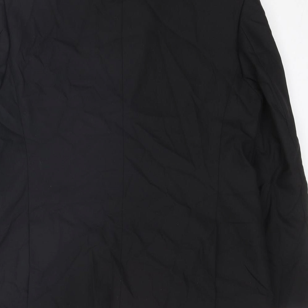 Brand and care label for Autograph men’s black wool tuxedo blazer, size 42, regular - five button sleeve