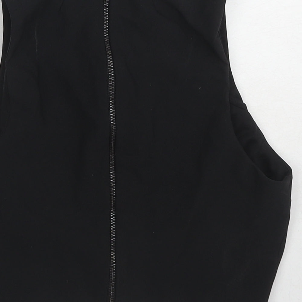 Topshop Womens Black Polyester Basic Tank Size 6 Round Neck
