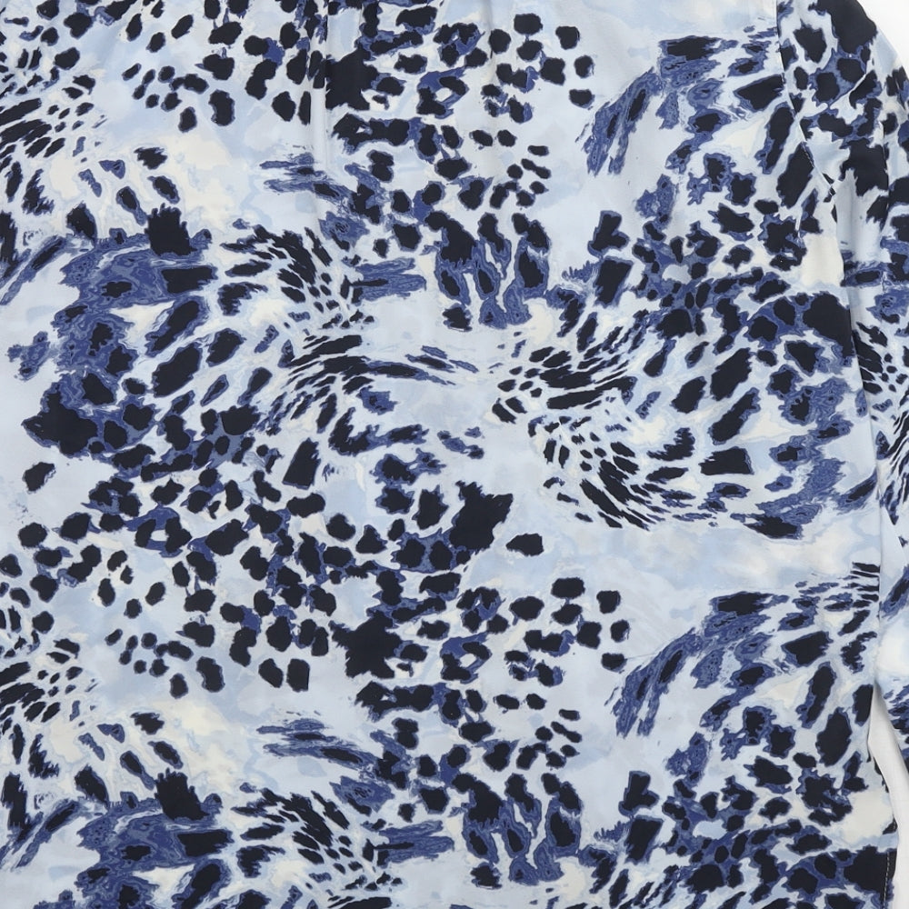 Marks & Spencer Womens Blue Animal Print Polyester Basic Blouse Size 10 V-Neck