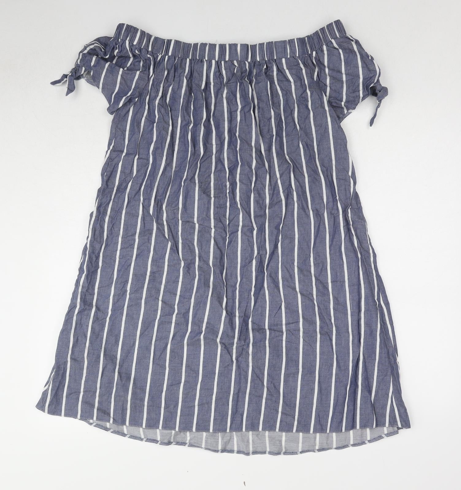 asos off the shoulder striped dress ASOS Womens Off The Shoulder Striped A-Line Midi Dress Size 8