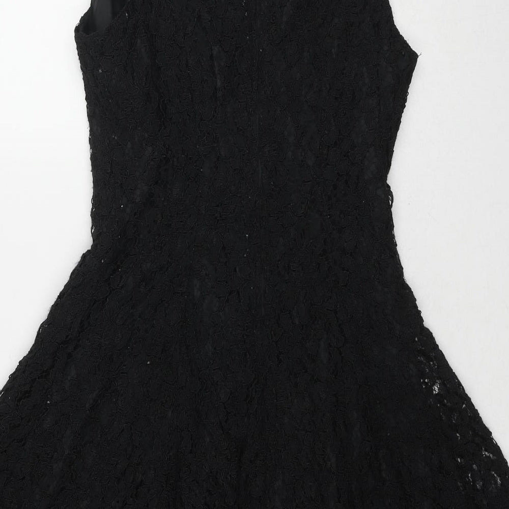 Lella Of London Womens Black Polyester Fit & Flare Size 14 Scoop Neck Zip